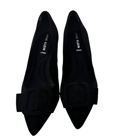 Anne Klein iFlex Size 7.5   Business Casual Suede Bow Pointed Toe Pumps Sample - Picture 2 of 13